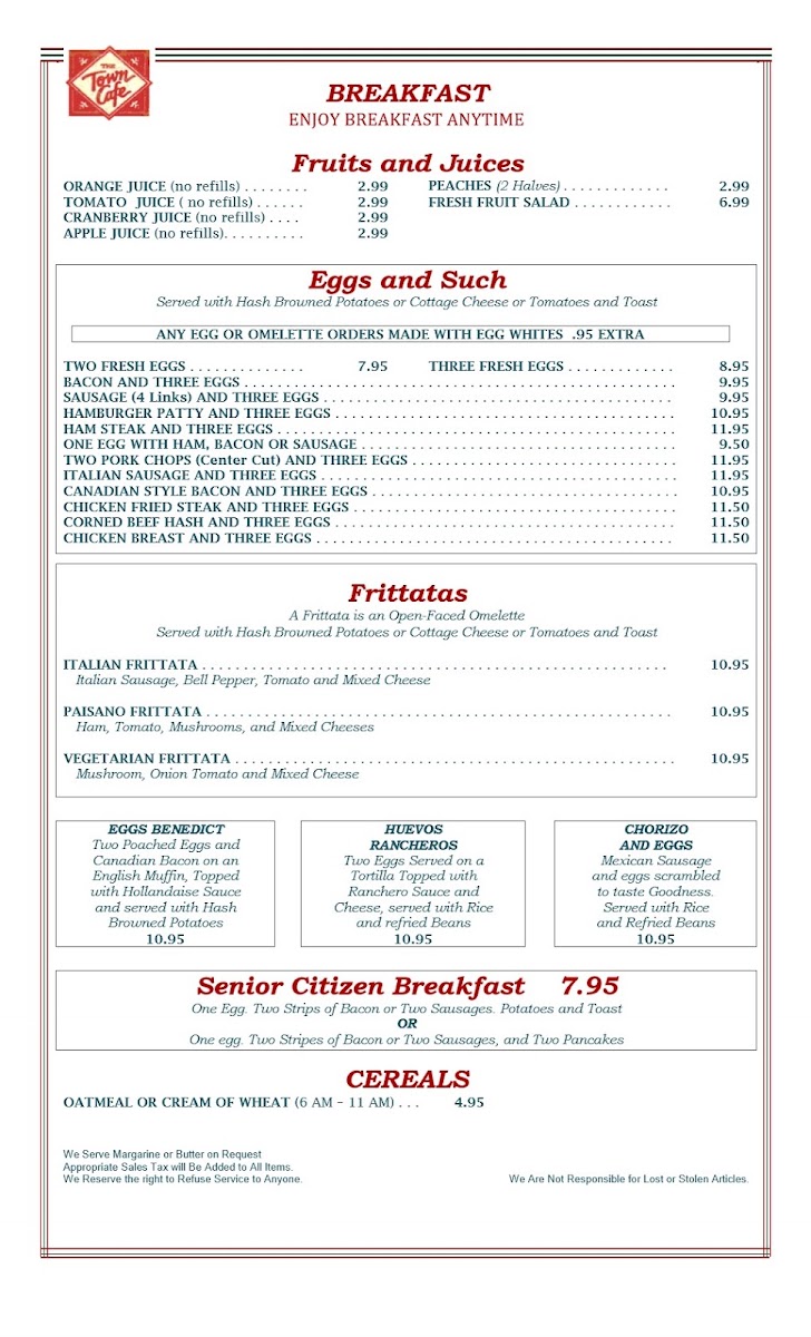 The Town Cafe Menu - Image 3
